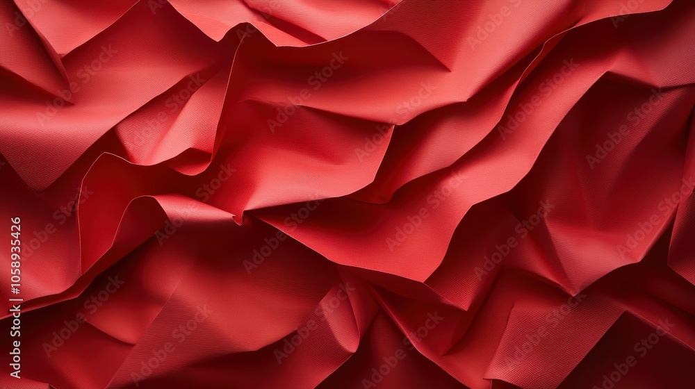 Poster this image showcases a vibrant and dynamic red fabric texture with elegant waves, creating a sense o
