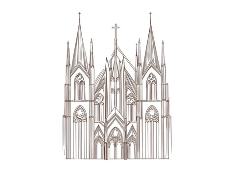 recommend clip art: Minimalist Line Art of Gothic Cathedral with Elegant Spires and Arches