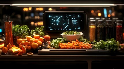 Robotic Chef System Preparing Fresh Meals in Modern Kitchen