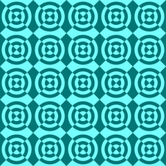 Cyan Abstract Circular Seamless Geometric Pattern Background