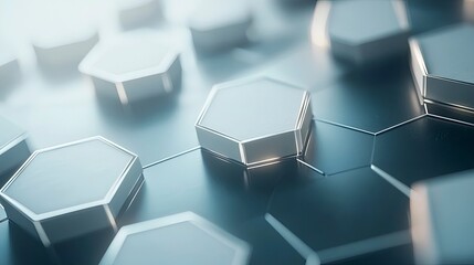 Obraz premium Corporate abstract background with hexagonal shapes and cool tones, symbolizing structured and reliable insurance systems