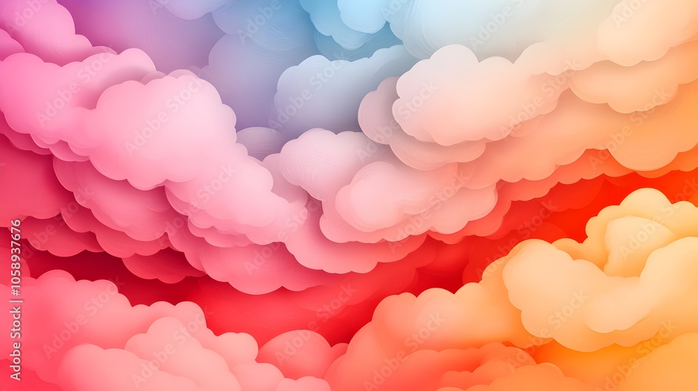 Poster soft pastel clouds blending seamlessly into a dreamlike ethereal background with a calming contempla