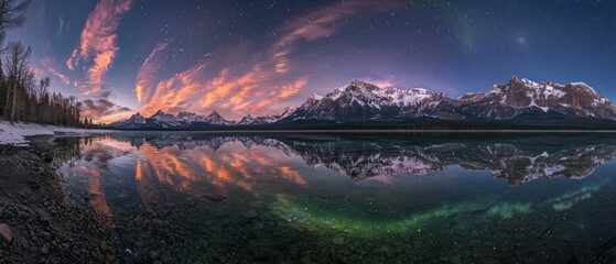A beautiful landscape with mountains and a lake