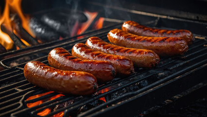 sausages on the grill