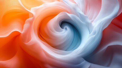Abstract Swirling Fabric in Blue and Orange
