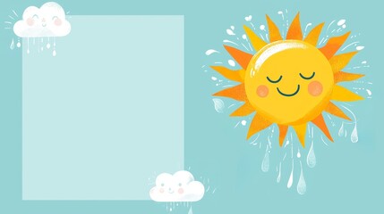 Whimsical Weather Forecast with Smiling Sun and Clouds