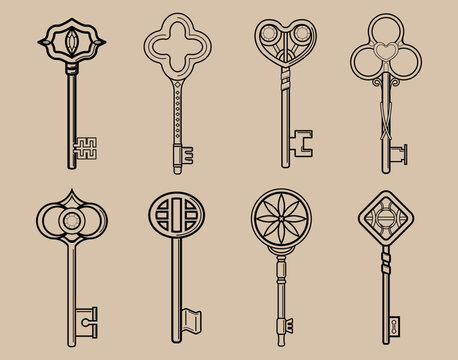 Skeleton Key Line Drawings