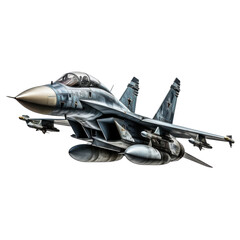 military aircraft jet in formation isolated on transparent background