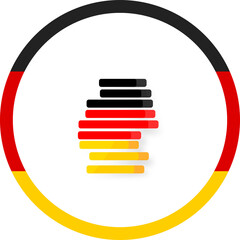 shape of the map and sphere round icon, colors of the flag of Germany, german icon symbol, round rounded, isolated