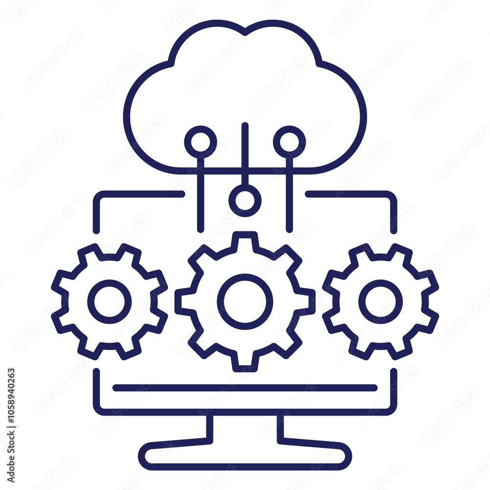Poster cloud computing service line icon