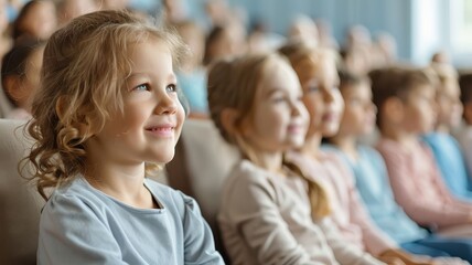 Obraz premium Joyful children, eyes wide with wonder, watching a captivating concert.