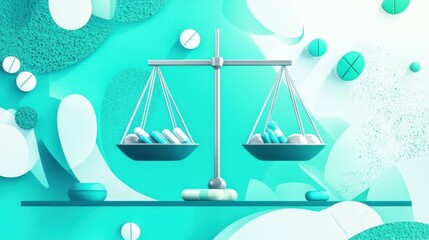 The concept of AI in Medication Dosage Optimization in bright teal and white colors