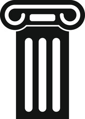 Simple black and white vector icon of a fluted column, symbolizing ancient greek or roman architecture