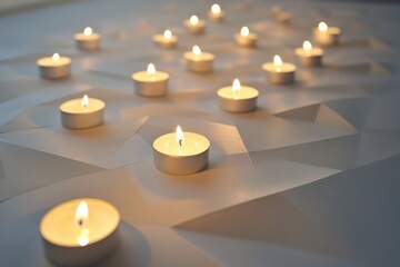 Lit Candles on a Textured White Surface