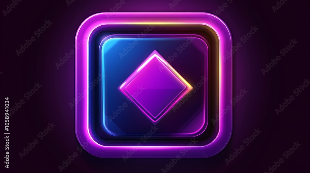 Poster Neon Button Icon for Digital Interface Design