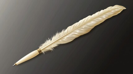 ivory quill pen with delicate detailing, adding a classic, refined feel, isolated on transparent background