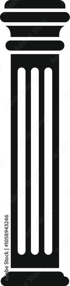 Poster simple black and white vector illustration of a fluted column, a symbol of classical architecture