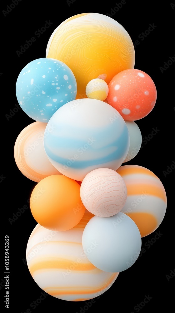 Poster abstract 3d sphere composition colorful patterned isolated design element