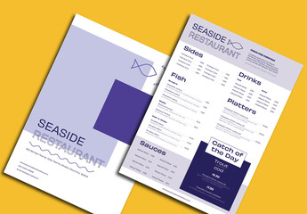 Blue Geometric Seafood Menu