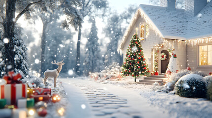 Fototapeta premium Snowy Christmas Home Decor