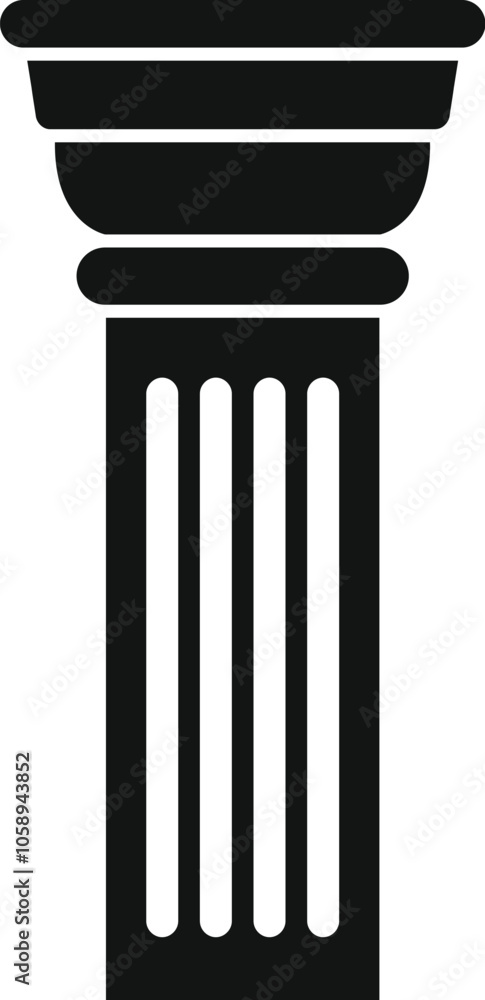 Poster simple black and white vector icon of a fluted column with tuscan order capital, ideal for projects 