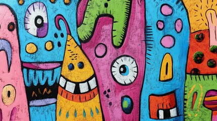 Obraz premium Whimsical doodles in bright colors on a soft background