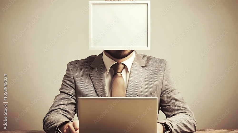 Aufkleber man working on illustration project with empty frame