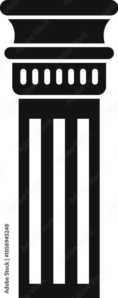 Poster simple black and white vector icon of a fluted column with tuscan capital, perfect for representing 