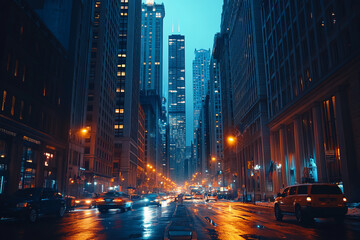 Obraz premium capturing the essence of a vibrant night cityscape
