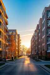 Fototapeta premium simple buildings on a street with natural lighting