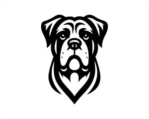 Dog head logo design template. Vector illustration. Simple silhouette. Flat style. Cartoon dog logo. Animal logotype concept. 