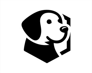 Dog head logo design template. Vector illustration. Simple silhouette. Flat style. Cartoon dog logo. Animal logotype concept. 