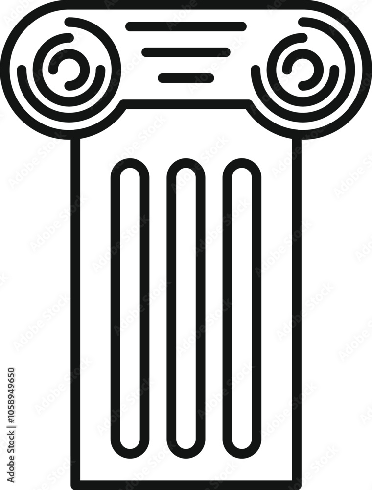 Poster simple line drawing of an ancient column, symbolizing historical architecture and classical design e