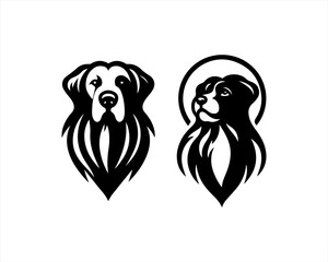 Dog head logo design template. Vector illustration. Simple silhouette. Flat style. Cartoon dog logo. Animal logotype concept. 