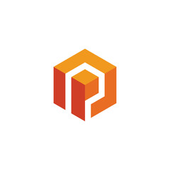 Letter P Hexagon Logo design vector template