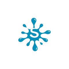 Splash Negative Space Letter S Logo design vector template