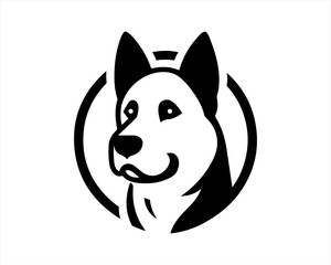 Dog head logo design template. Vector illustration. Simple silhouette. Flat style. Cartoon dog logo. Animal logotype concept. 