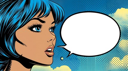Woman Illustrating Comic Strip with Speech Bubble