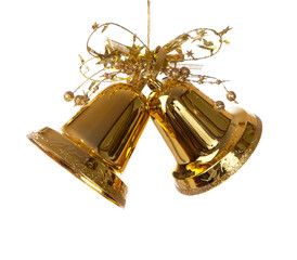 Bells with Christmas decorations isolated on a white background.