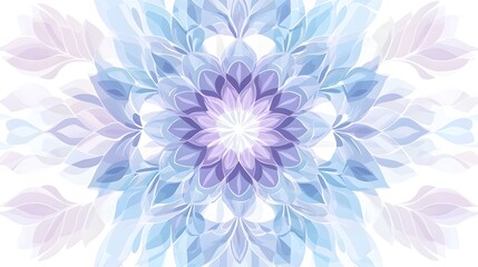 Obraz premium Stylized Lotus Flower Mandala Pattern in Calming Blue and Purple Hues on White Background