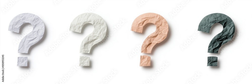 Poster four different questions are shown in a row, each with a different color. the questions are written 