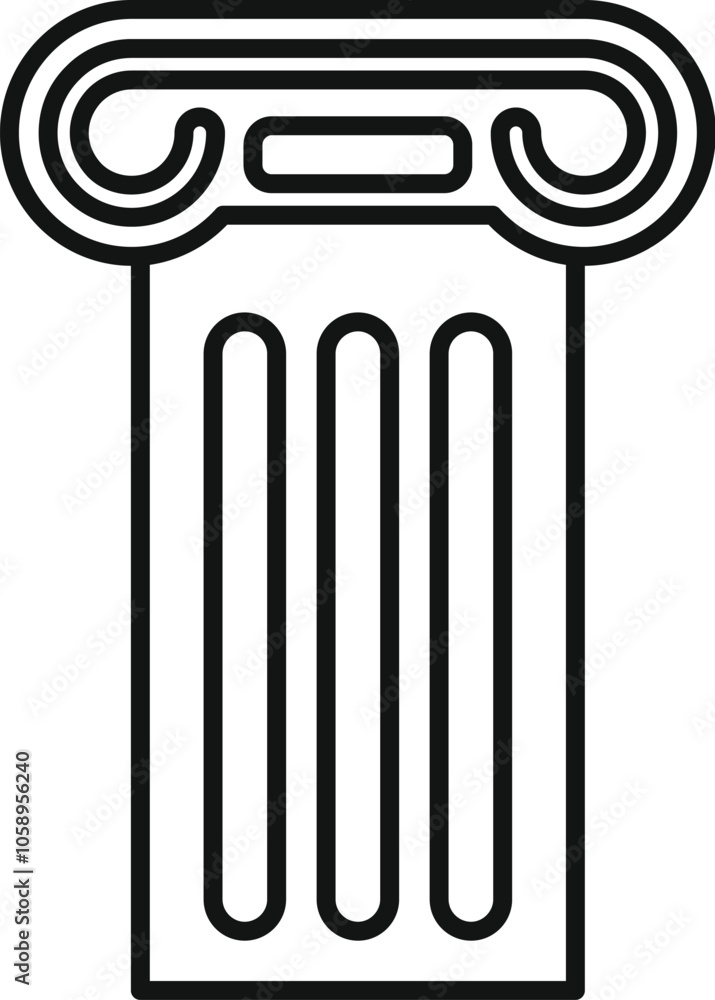 Poster simple line drawing of a fluted column, showcasing the elegance and strength of classical architectu