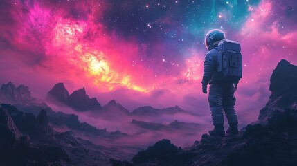 Fototapeta premium Astronaut Contemplating the Cosmos