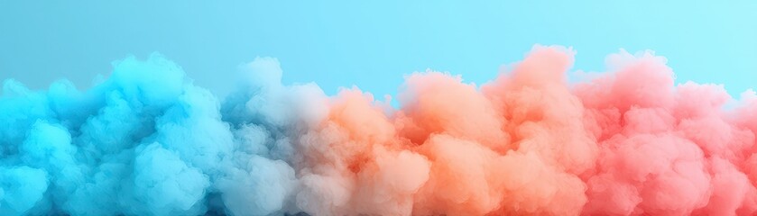 Fototapeta premium Abstract Blue and Pink Smoke Clouds on Light Blue Background