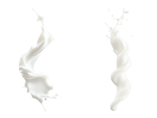 Fototapeta premium Two beautiful swirling milks. splashes and twisted milk on transparent background