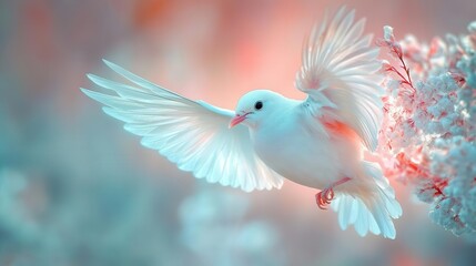 Obraz premium soft, fluffy white bird wings captured in macro detail, showcasing the delicate textures and ethereal beauty of nature, against a gentle, blurred background for a dreamy effect