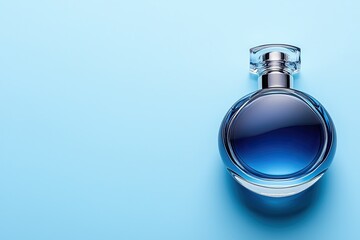 Elegant Blue Fragrance Bottle on Blue Background