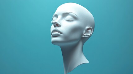 White Head Sculpture Minimalist Portrait Art