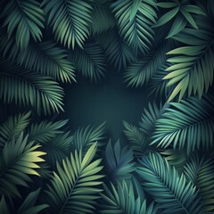 Lush green palm leaves creating a dense tropical background in natural light