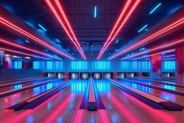 Obraz premium Neon Lights Bowling Alley